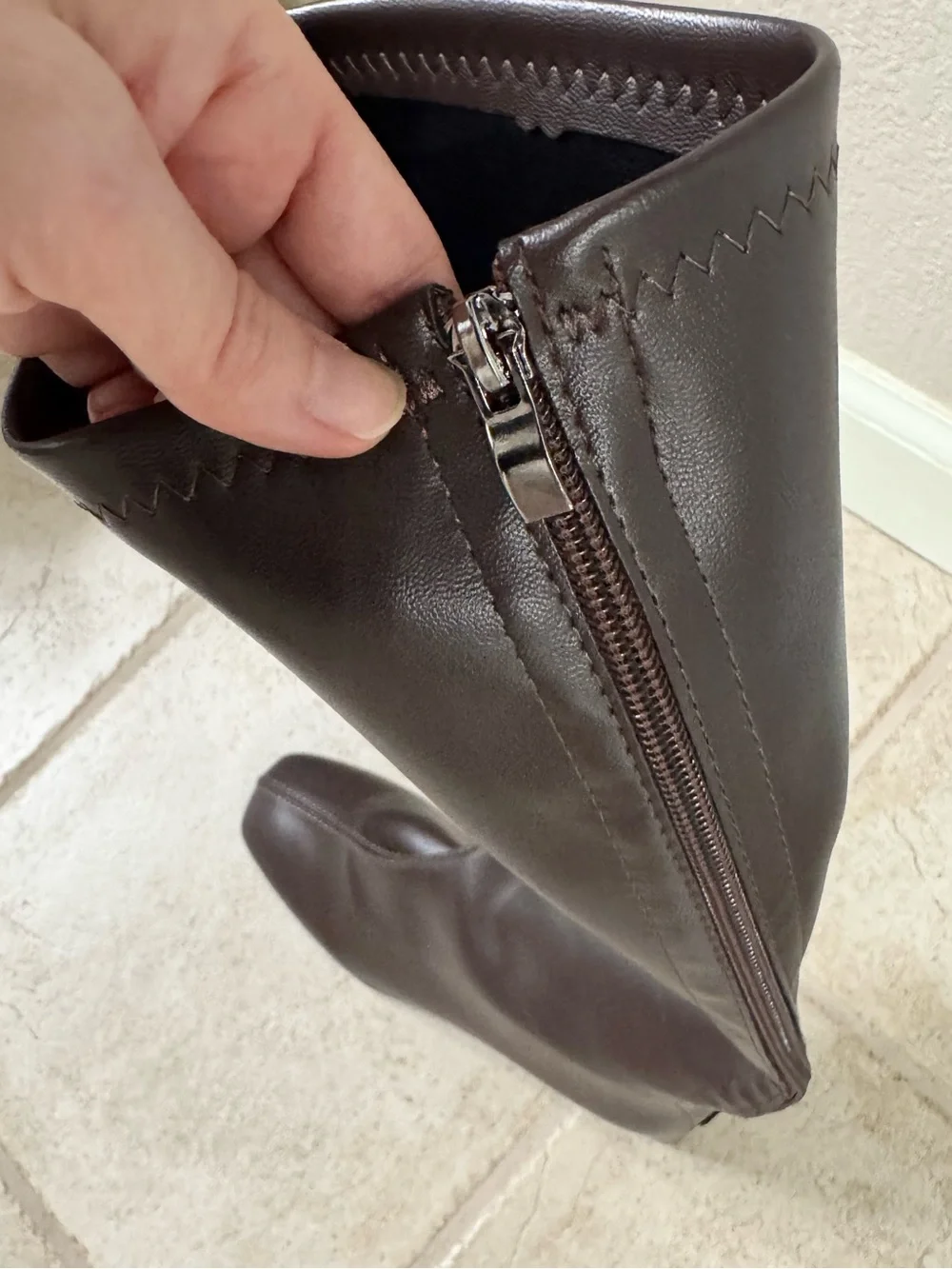 Chocolate Brown High Block Heel Boots